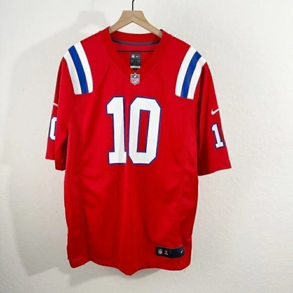 Nike NFL New‎ England Patriots Jones 10 Jersey Top Red Size Extra Large
